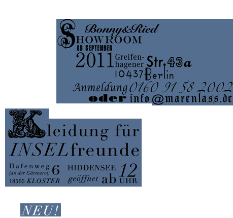 Bonny & Ried, Kleidung Shop - Hafenweg 6, 18565 Kloster + Badenstr 37/38, 18439 Stralsund